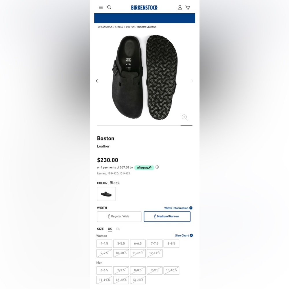 **SOLD**    Birkenstock Boston Exquisite Leather Black Blackout Men 7 Euro 40 - Picture 12 of 16